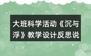 大班科學(xué)活動《沉與浮》教學(xué)設(shè)計反思說課稿