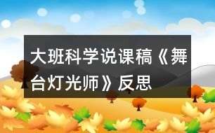 大班科學(xué)說課稿《舞臺(tái)燈光師》反思