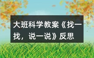 大班科學(xué)教案《找一找，說一說》反思