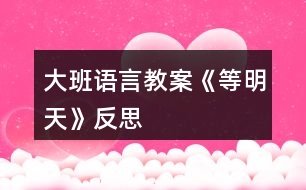 大班語(yǔ)言教案《等明天》反思