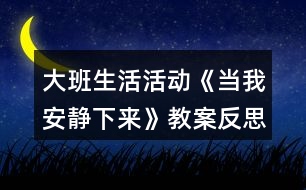 大班生活活動《當我安靜下來》教案反思